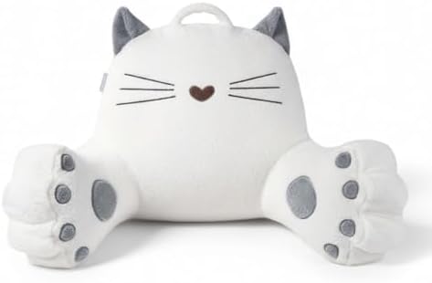 Pink Cat Backrest Reading Pillow – Cute Kawaii Bed Rest Pillow by WURUS