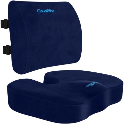 CloudBliss Ergonomic Seat Cushion & Lumbar Support Pillow Set by CloudBliss