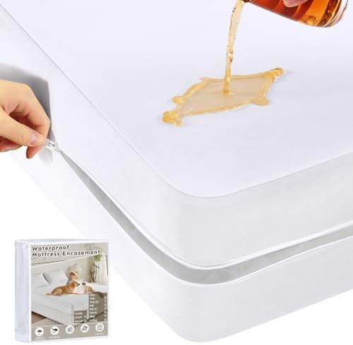 Mattress Encasement Twin XL Zippered Waterproof by QUWOU