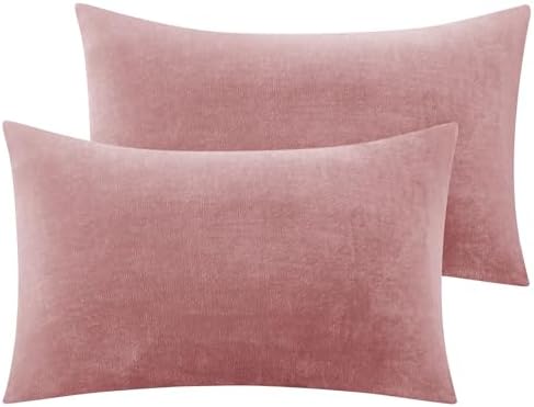 BEDELITE Flannel Pillow Cases Queen Size Set of 2, Dusty Pink, 20x30 Inches by BEDELITE