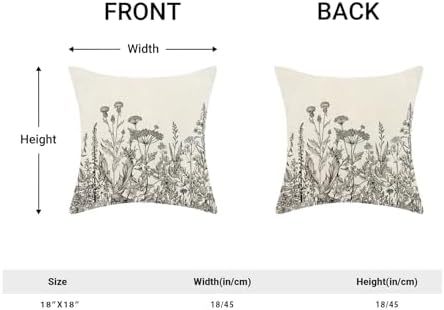 AEIOAE Black White Gray Pillow Covers 18x18 Inch Set of 2, Spring Wildflower - Image 5