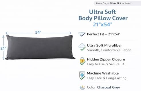 EVOLIVE Body Pillow Covers 2-Pack 21"x54" Microfiber - Image 2