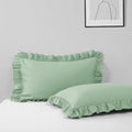 Ruffle Pillow Case Queen Size Set of 2, Light Green by Unknown