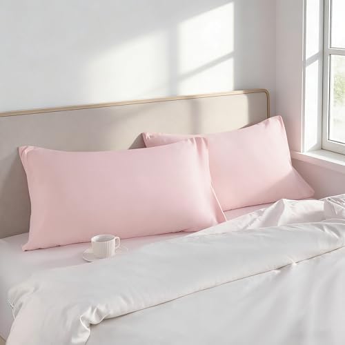 Standard Pillow Cases, 2 Pack, 20x26 in, Microfiber, Light Pink - Image 2
