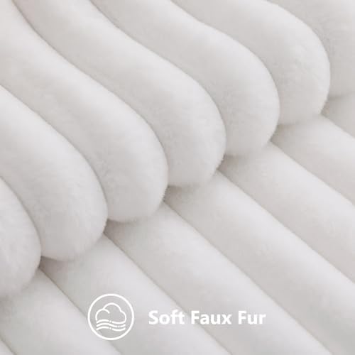 decorUhome Fall Faux Fur Throw Pillow Covers 20x20 Set of 2 White - Image 2