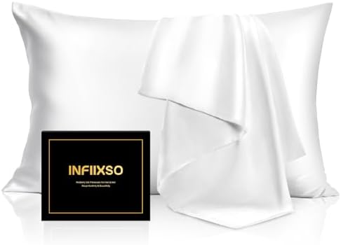 INFIIXSO Silk Pillow Cases Queen Size Set of 2, Hidden Zipper by INFIIXSO