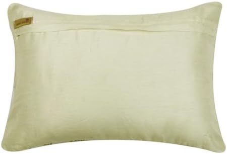 The HomeCentric Ivory 12"x18" Oblong Pillow Covers, Silk Wooden Beads Lumbar - Image 4