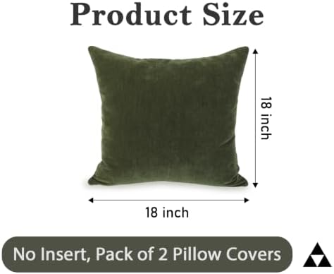 JoraLion Chenille Lumbar Pillow Covers 18x18 inch Moss Green - Image 3
