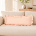 JoraLion Ruffled Lumbar Pillow Cover 14x36 Solid Blush Pink by JoraLion