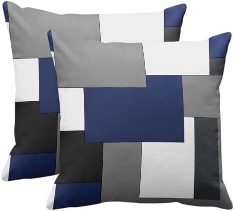 Emvency Throw Pillow Covers Set of 2, 16 x 16 Inch, Dark Blue Geometric by Emvency