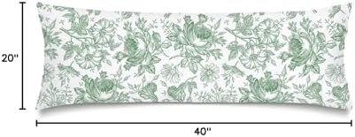 Sage Green and White Porcelain Floral Long Pillow Cases Vintage Floral Lumbar - Image 2