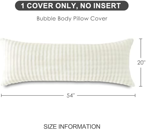 SOCHOW Decorative Body Pillow Cover 20x54 Inches, 1 Pack, Cream White - Image 3