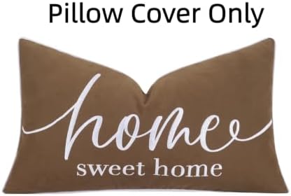 Sunkifover Home Sweet Home Quotes Throw Pillow Covers 12" x 20" Brown - Image 3