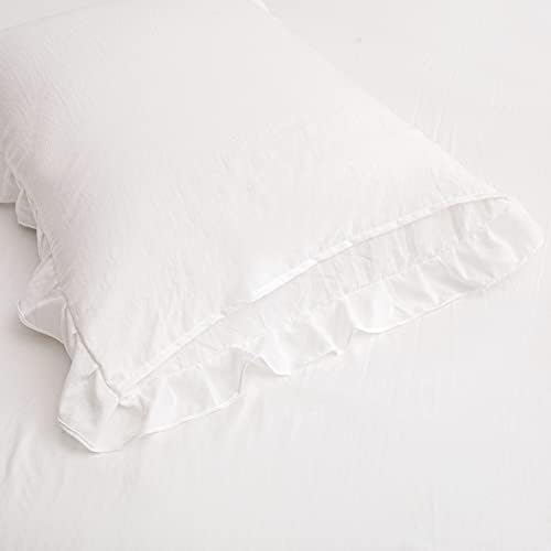White Pillowcases, King Pillowcases Set of 2, Offwhite Ruffle Pillow Shams - Image 5