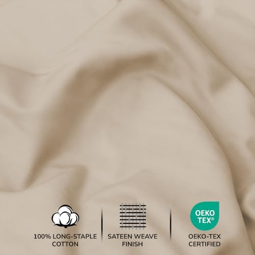 Feather & Stitch 100% Cotton Sateen 500 TC Twin Size Bed Sheet Set - Image 5