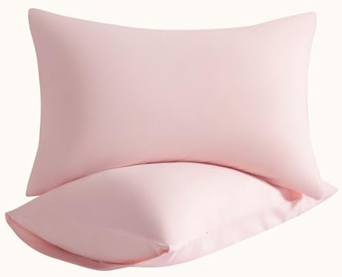 Standard Pillow Cases, 2 Pack, 20x26 in, Microfiber, Light Pink by Aerlomi