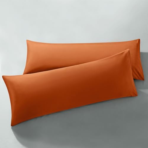MILVOWOC Brushed Microfiber Body Pillowcases, Burnt Orange, 20x48 Inch by MILVOWOC