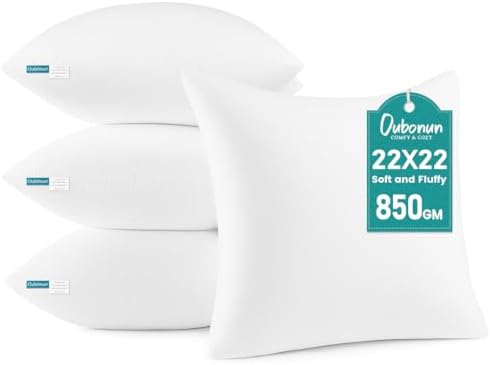 Oubonun 22 x 22 Throw Pillow Inserts Set of 4 by Oubonun