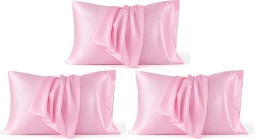 Bedsure Satin Pillowcase 6 Pack Similar to Silk Pillow Cases Standard Size by BEDSURE