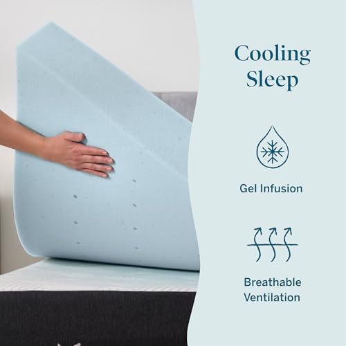 Lucid 4 Inch Memory Foam Mattress Topper, Twin Size – Cooling Gel Bed Topper – - Image 2