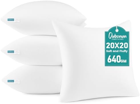 Oubonun 20 x 20 Throw Pillow Inserts Set of 4 by Oubonun