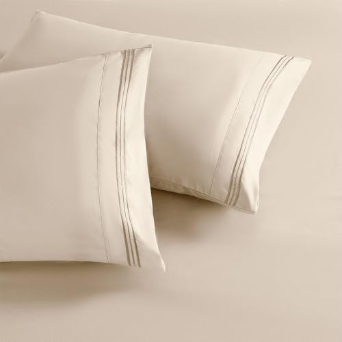 Taupe King Size Pillow Cases Set of 2, Microfiber - Image 3
