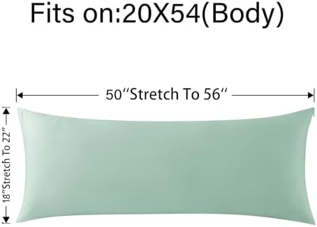 WhatsBedding Cooling Body Pillow Cover, Zipper Closure, Milky Green - Image 2