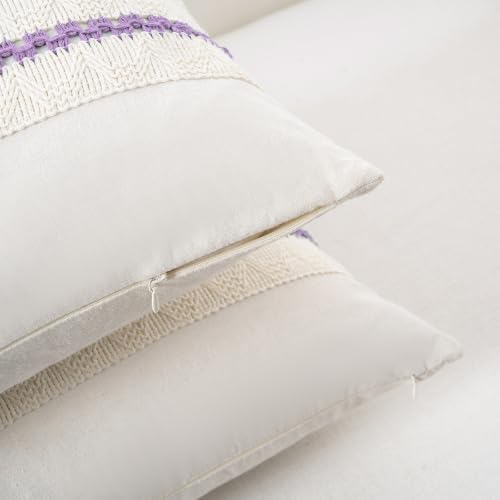 Fancy Homi Set of 1 Boho Lavender Decorative Throw Pillow Cover 20x20 Inch - Image 3