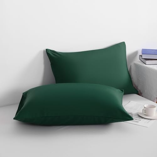 NTBAY Microfiber King Pillowcases, 2 Pack, 20 x 40, Dark Green - Image 2