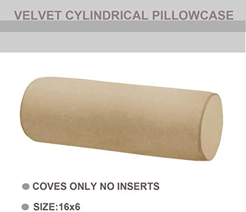 Neck Roll Pillowcases Velvet Cylindrical Pillow Covers 16"x6" - Image 2