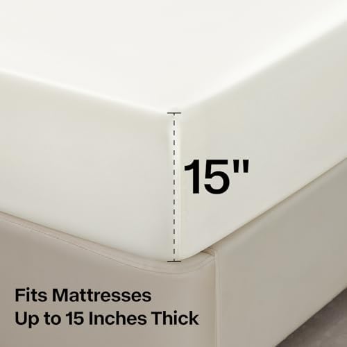 BEDELITE Satin Sheets Full Size Bed Set, Ivory White, 4 Pieces - Image 6