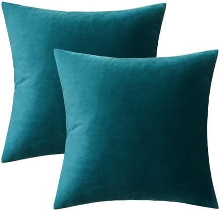 MIULEE Velvet Throw Pillow Covers 18x18 Inch Pack of 2 Teal - Image 6