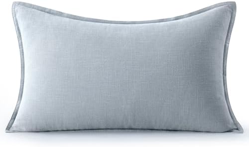 MIULEE Decorative Linen Lumbar Pillow Cover 12x20 Inch Light Blue - Image 7