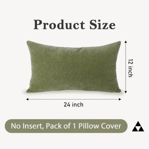 JoraLion Chenille Lumbar Pillow Covers 12X24 inch Olive Sage Green - Image 3