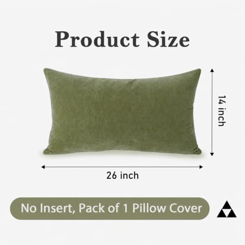 JoraLion Chenille Lumbar Pillow Covers 14X26 inch Olive Sage Green - Image 3