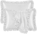 Set of 2 Ruffle Satin Queen Pillow Cases 20x30in Silver Grey by QJFabricCO