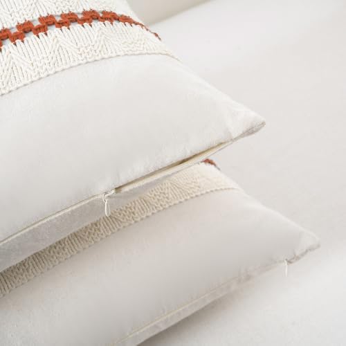 Fancy Homi Set of 2 Boho Burnt Orange Big Decorative Throw Pillow Cover 24x24 - Image 3