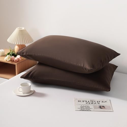 Queen Pillow Cases, 2 Pack, 20x30 in, Microfiber, Dark Brown - Image 3