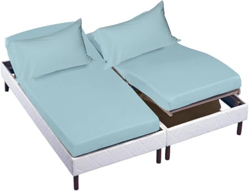 Cottingon 5 PC Split King Sheets Fits 16" Deep, Egyptian Cotton, Light Blue by COTTINGON