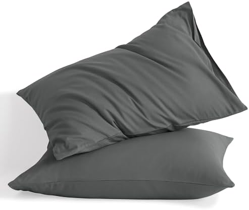 NTBAY Cotton Standard Pillowcases, Dark Grey by NTBAY