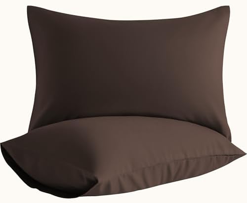 Queen Pillow Cases, 2 Pack, 20x30 in, Microfiber, Dark Brown by Aerlomi