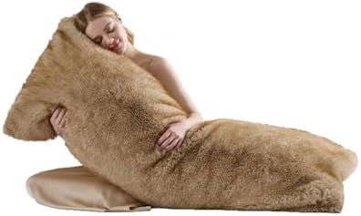 Shaggy Faux Fur Body Pillow Cover, Fluffy Fox Golden by Unknown