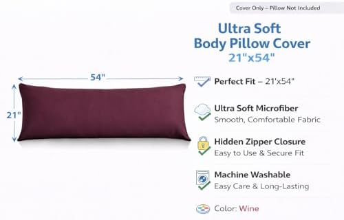 EVOLIVE Body Pillow Covers 2-Pack, Microfiber - Image 2