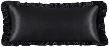 2 Pack Ruffle Satin Pillowcases Body Size 20x54 inch Black by QJFabricCO
