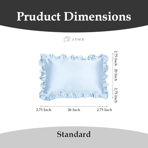 2 Pack Ruffle Satin Pillowcases Standard 20"x26" Silver Grey - Image 2