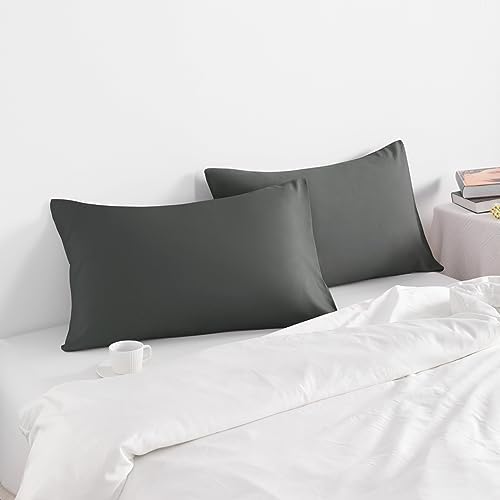 NTBAY King Microfiber Pillowcases, Dark Grey - Image 2
