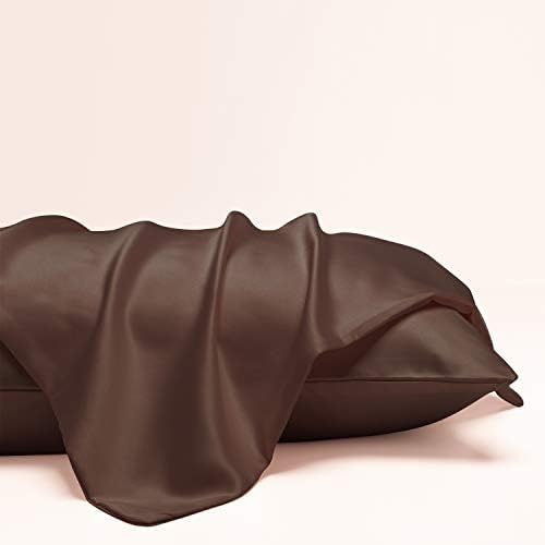 NTBAY Standard Satin Pillowcases, Dark Brown - Image 4