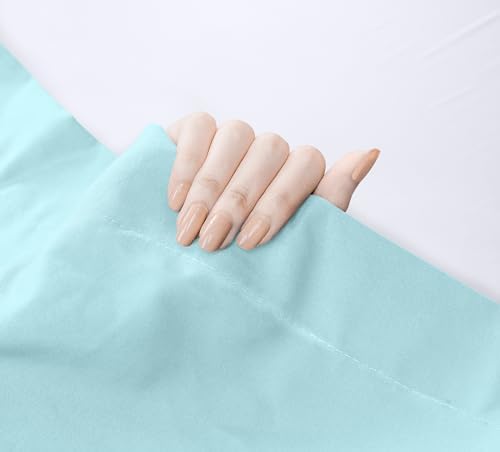Twin Size Flat Sheet Only, Ultra Soft & Breathable Hotel Sheets, Spa Blue - Image 4
