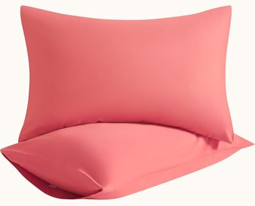 King Pillow Cases, 2 Pack, 20x36 in, Microfiber, Coral Pink by Aerlomi