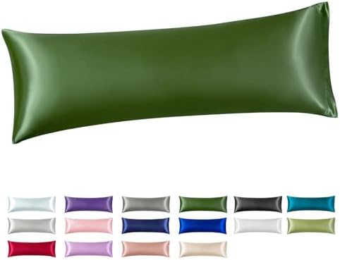 Silk Like Satin Body Pillowcase, Dark Green, 1 Pack, 20x54 Inches by VCUSUELER
